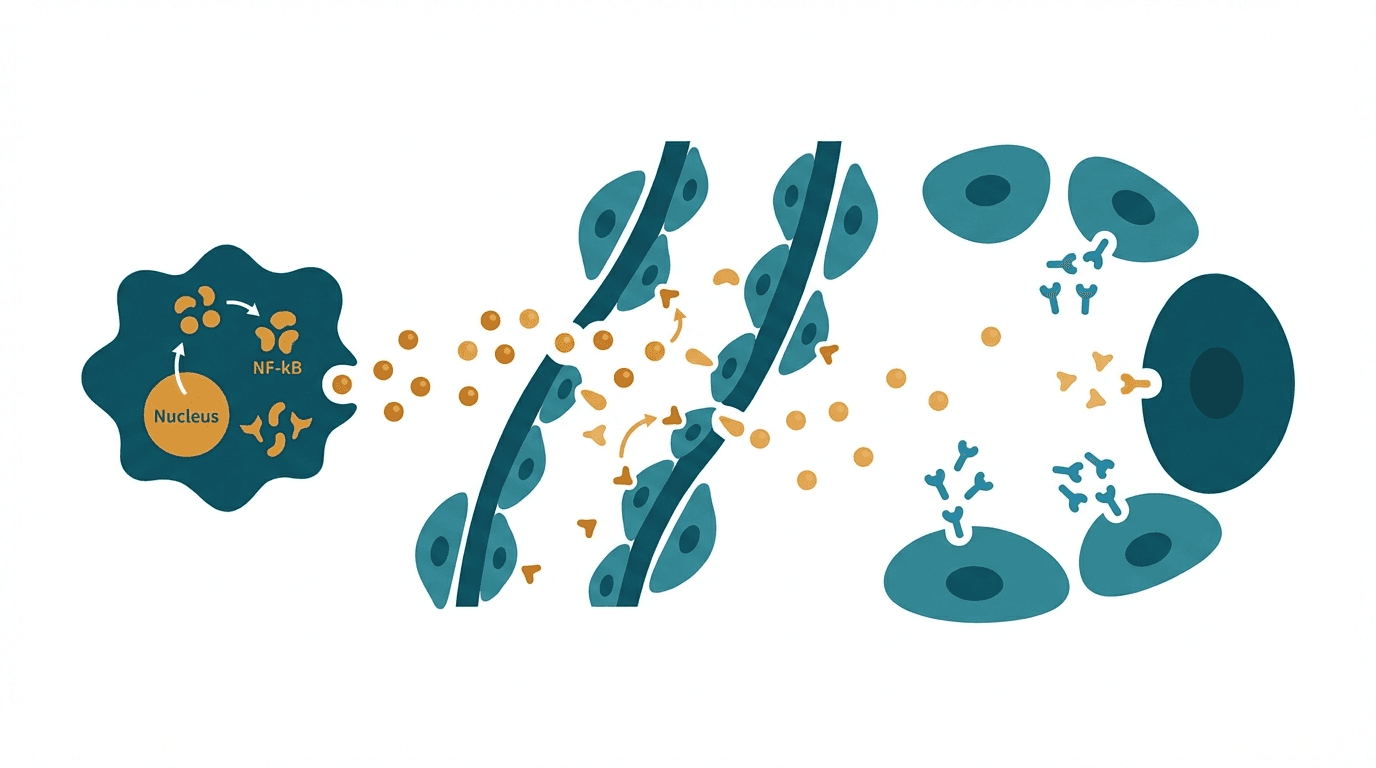 Scientific illustration representing inflammation & pain and related peptide mechanisms
